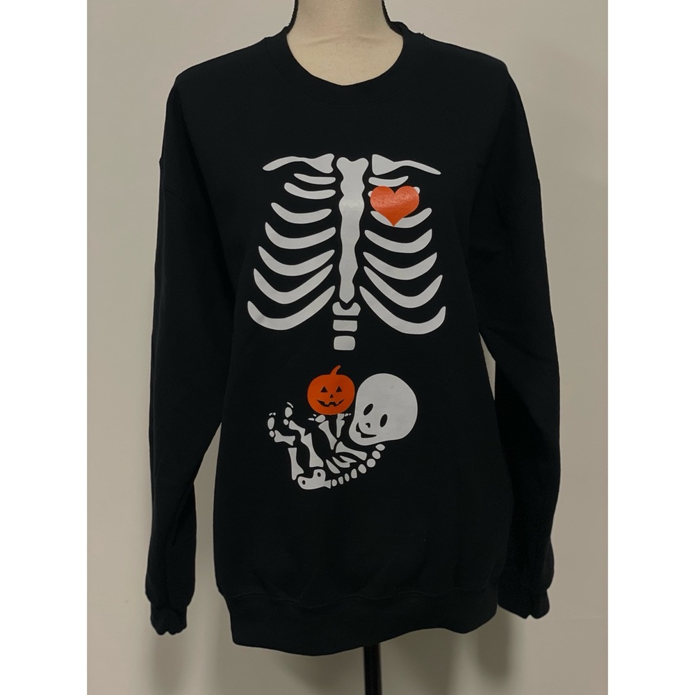 Gildan Black Halloween Skeleton Sweatshirt